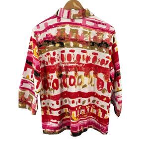 Choices Weekend Career Women's Large White Floral 5-Button 3/4 Sleeve Jacket‎